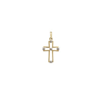 Glossy Heart Outlined Cross Pendant (14K)