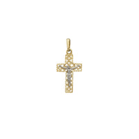 Diamond-cuts Circle Patterns Crucifix Pendant (14K)