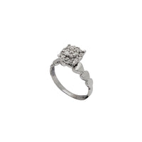 Diamond Cluster Setting Heart Band Engagement Ring (18K)