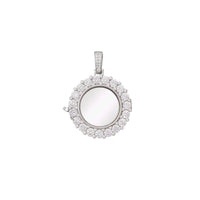 Zirconia Round Locket Memorial Picture Pendant (Silver)
