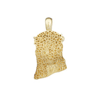 Glossy-Matte Textured Jesus Head CZ Pendant (14K)