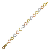 Tricolor Milgrain Floral Heart Fancy Lady Bracelet (14K).