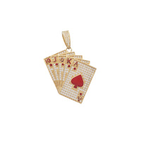 Zirconia Red Enamel Poker Cards Pendant (14K)