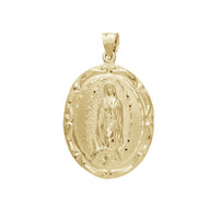 Diamond-cuts Oval Virgin Mary Pendant (14K)