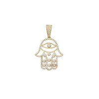 Zirconia Evil-Eyes Hamsa Hand Pendant (14K)