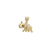 Zirconia Red-Eyes Elephant Pendant (14K)
