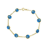 Light Blue Evil Eyes Bracelet (14K).