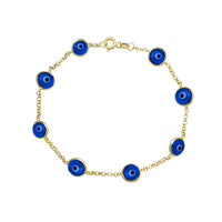 Dark Blue Evil Eyes Bracelet (14K).