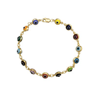 Multicolor Evil Eyes Bracelet (14K).