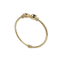 Zirconia Red-Eyes Panther Head Bangle Bracelet (14K)