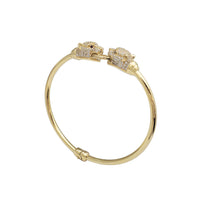 Iced-Out Red-Eyes Panther Head Bangle Bracelet (14K).