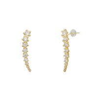 Zirconia Round Graduated Stud Earrings (14K)