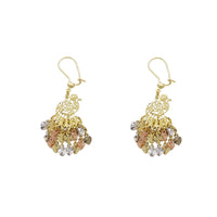 Tricolor Peacock Diamond-cut Chandelier Earrings (14K)