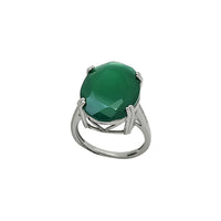 Oval Jade Engagement Ring (Silver)