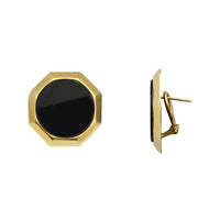 Octagon Black Onyx Omega-Back Earrings (14K)