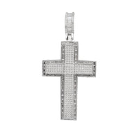 Iced-Out Baguette & Round CZ Cross Pendant (Silver)