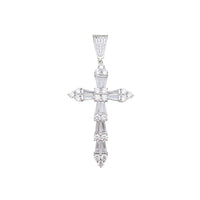 Iced-Out Tapered Baguette Cross Pendant (Silver)