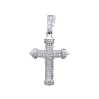 Iced-Out Inverted Nail Cross Pendant (Silver)