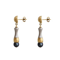 Brushed-Finish South Sea Pearl Stud Dangling Earrings (14K)