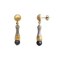 Brushed-Finish South Sea Pearl Stud Dangling Earrings (14K)