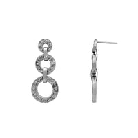 Diamond Graduated Hoops Dangling Stud Earrings (14K)