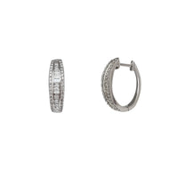 Diamond Baguettes & Round U-Shaped Hoops Earrings (14K)