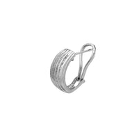 Diamond Ridged Baguette Channel-Sets Omega-Back Earrings (14K)