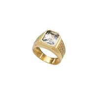 Zirconia Bezel Radiant Milgrain Men's Ring (14K)