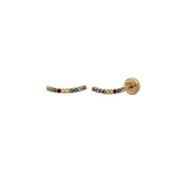 Zirconia Multicolor Bar Stud Earrings (14K)