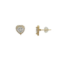 Zirconia Halo Heart-Shape Stud Earrings (14K)
