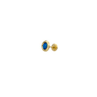 Blue Opal Bezel Round Stud Earrings (14K)