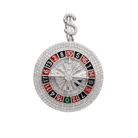 Iced-Out Enameled Roulette Pendant (Silver)