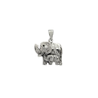 Antique-Finish Mother & Baby Elephant Pendant (Silver)