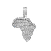 Iced-Out Baguettes & Round Africa Map Pendant (Silver)