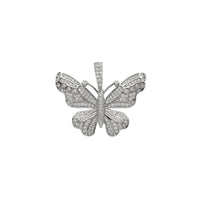 Iced-out Textured Butterfly Pendant (Silver)