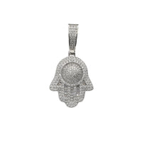 Zirconia Iced-Out Hamsa Hand Pendant (Silver)