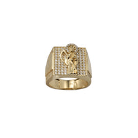 Iced-Out Accent Santa Muerte Square Ring (14K)