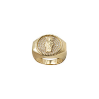 Rope Frame & Iced-Out Background Saint Jude Ring (14K)
