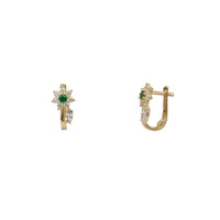 Zirconia Flower Huggie Earrings (14K)