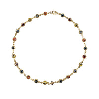 Multicolor Evil Eyes Anklet (14K).