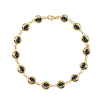 Dark Blue Evil Eyes Bracelet (14K).