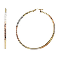 Tri-Color Diamond-Cut Hoop Earrings (14K)