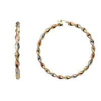 Tri-Color Twisted Hoop Earrings (14K)