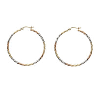 Tri-Color Rope Hoop Earrings (14K)