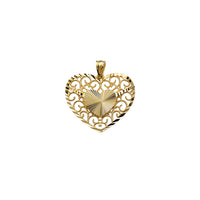 Yellow-Cuts Heart Filigree Fluted Heart Pendant (14K)