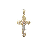 Tricolor Crucifix Cross Pendant (14K)