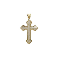 Iced-Out Budded Cross Pendant (14K)