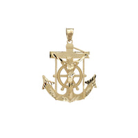 Diamond-Cut & Dust Texture Crucifix Anchor Pendant (14K)