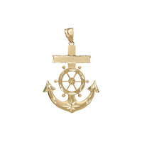 Matte & Diamond-Cut Steering Anchor Pendant (14K)