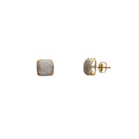 Diamond Iced-Out Puffy Square Stud Earrings (10K)